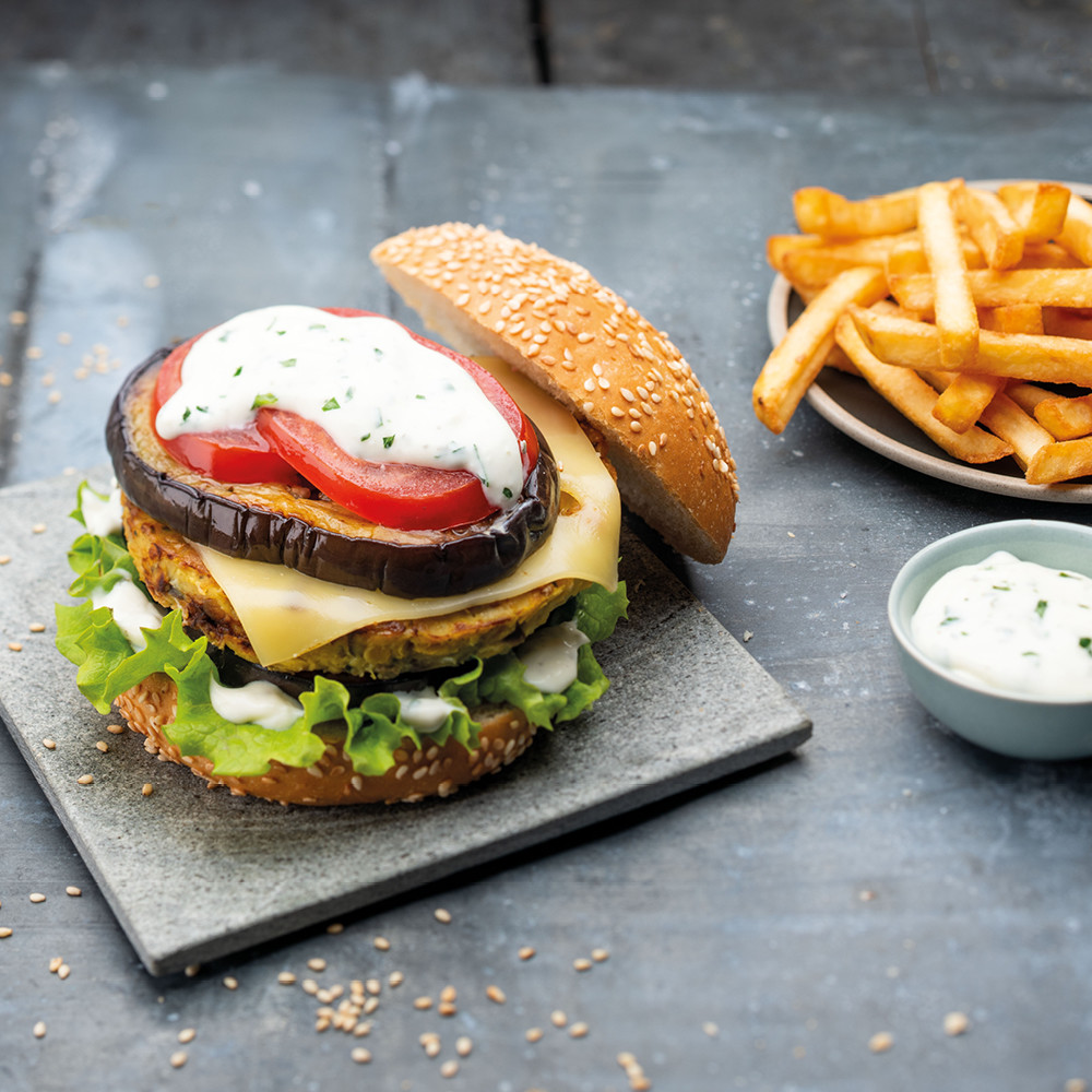 Burger végétarien aux aubergines