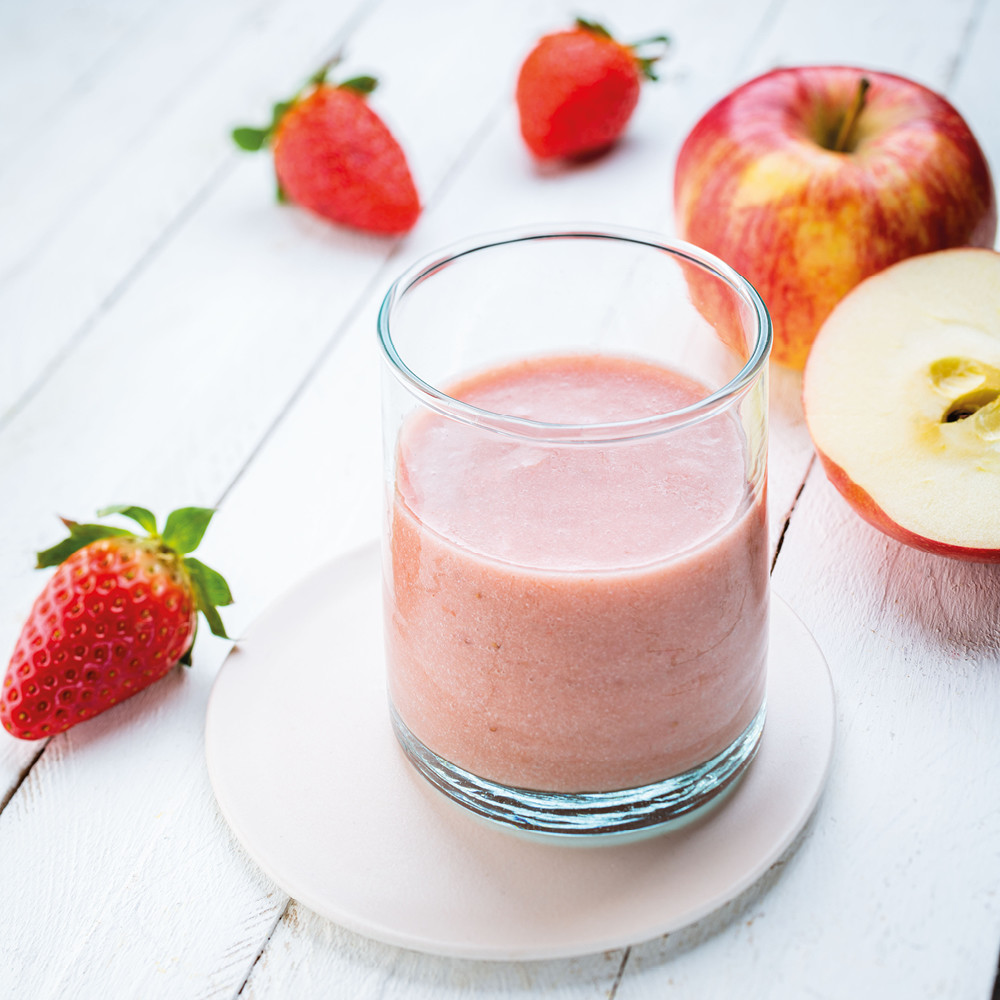 Smoothie fraise/rhubarbe/pomme