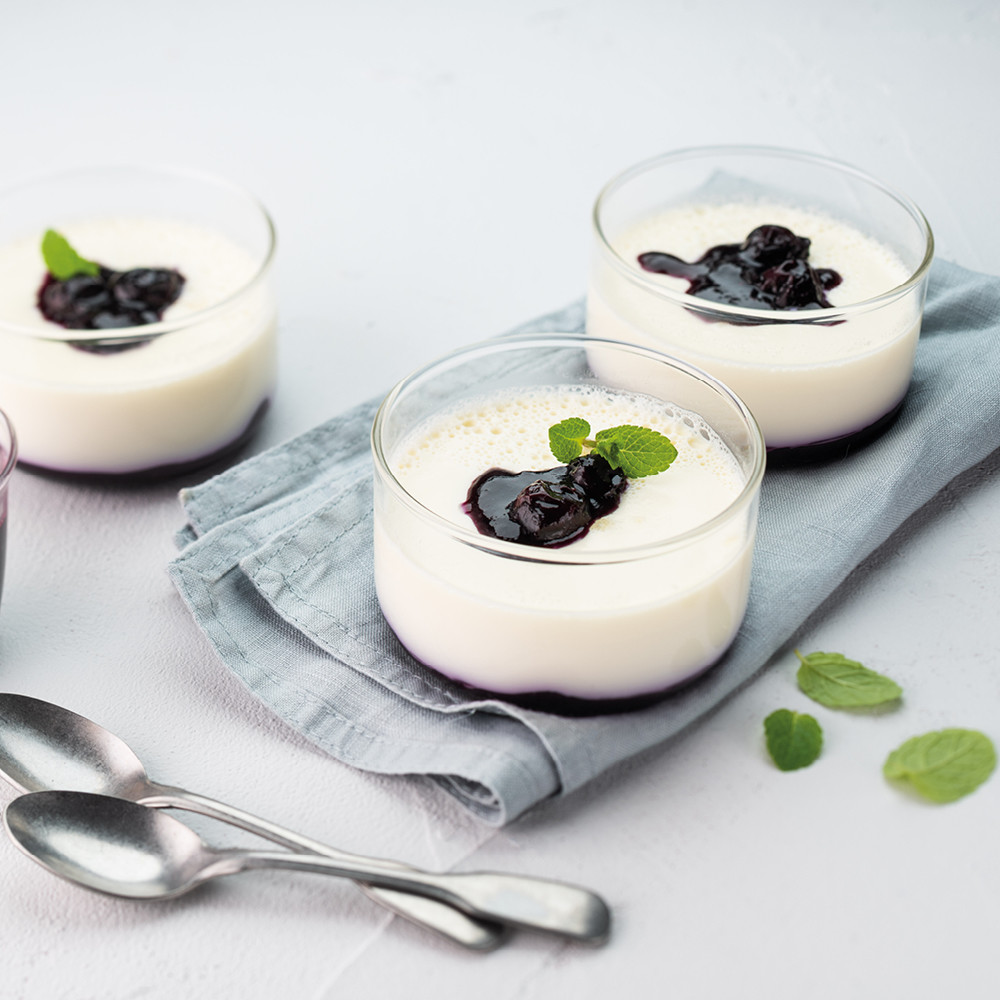 Panna cotta de myrtilles