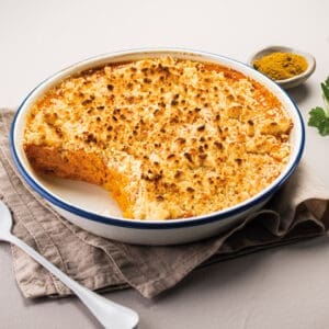 Crumbles are mostly known as desserts, but this one is savoury, and yet still sweet.