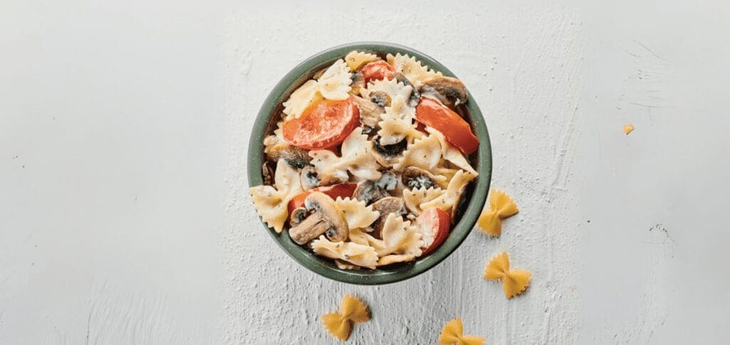 Farfalles aux champignons Boursin et tomate