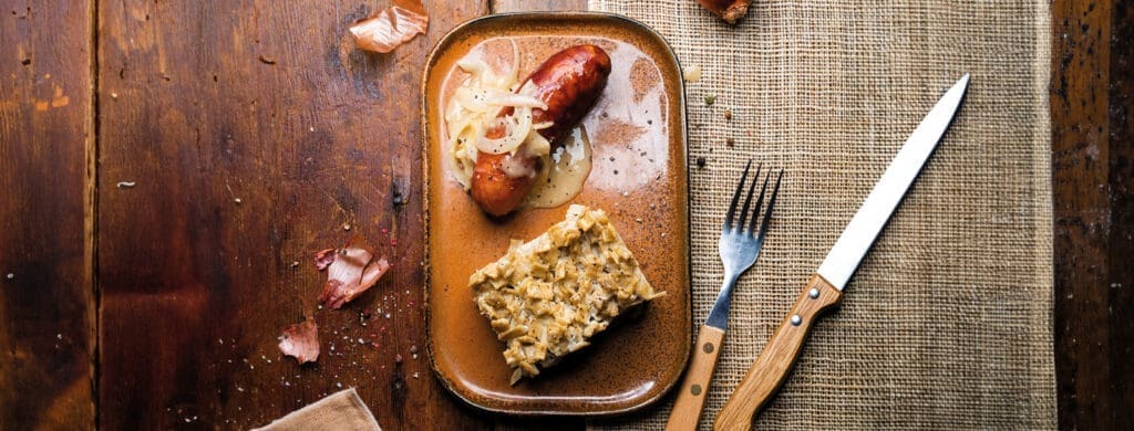 Saucisse diot fumée au gratin d crozets